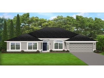 One-story home with gray exterior, black roof, and two-car garage at 775 Marion Oaks Ln, Ocala, FL 34473