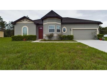 One-story home with a unique roofline and attached garage at 169 Violet Ct, Kissimmee, FL 34759