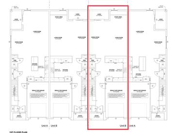 Floor plan showing two-unit building with garages at 1778 Tila St, Kissimmee, FL 34746