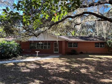 Brick ranch house with mature landscaping and large oak trees at 3800 Lavender Way, Casselberry, FL 32707
