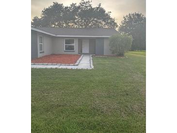 Newly renovated home with a landscaped front yard and walkway at 606 Wallaby Ln, Kissimmee, FL 34759