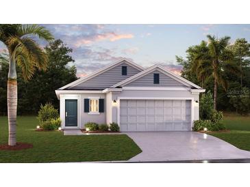 One-story home with gray siding, two-car garage, and landscaping at 4398 Twisted Twig Bnd, Kissimmee, FL 34746