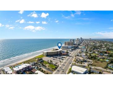 Oceanfront property aerial view, building highlighted at 2301 S Atlantic Ave # 236, Daytona Beach Shores, FL 32118