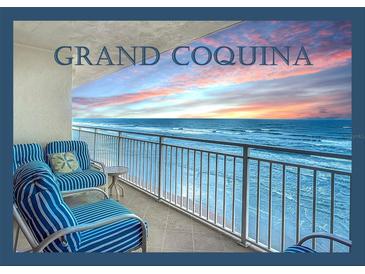 Breathtaking ocean view from a balcony with comfortable seating at 3333 S Atlantic Ave # 605, Daytona Beach Shores, FL 32118