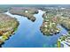 Aerial view showcasing home's waterfront location on a river at 24120 Mink Rd, Astor, FL 32102
