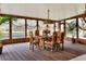 Screened porch with wooden dining set and water views at 24120 Mink Rd, Astor, FL 32102
