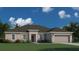 One-story home with a two-car garage, dark roof, and landscaping at 6107 Sw 115Th Street Rd, Ocala, FL 34476