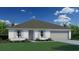 Single-story home with light-colored walls, gray roof, and a two-car garage at 137 Sparrow Ct, Poinciana, FL 34759