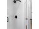 Modern shower with white subway tile and black fixtures at 4251 Tangerine Ave, Sanford, FL 32773