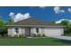 Single-story home with a two-car garage and landscaped lawn at 292 Elm Ct, Poinciana, FL 34759