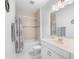 Clean bathroom with a bathtub, shower, and modern vanity at 791 Terrapin Dr, Debary, FL 32713