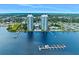 Wide aerial view of waterfront property with boat slips at 231 Riverside Dr # 1106-1, Holly Hill, FL 32117
