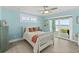 Bedroom with ocean view and access to balcony at 4711 S Atlantic Ave, Ponce Inlet, FL 32127