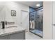 Modern bathroom with double vanity and large walk-in shower at 225 Sunset Point Dr, Ormond Beach, FL 32174