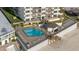 Inviting L-shaped pool with plenty of lounge chairs at 2615 S Atlantic Ave # 7H, Daytona Beach, FL 32118