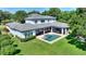 Aerial view of home with pool and patio at 12245 Park Ave, Windermere, FL 34786