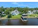 Aerial view of waterfront property with pool and boat dock at 235 Coquina Ave, Ormond Beach, FL 32174