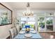 Waterfront dining area with chandelier and access to backyard at 70 Riverside Dr, Ormond Beach, FL 32176