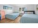 Guest bedroom with twin beds and light blue bedding at 1510 Ocean Shore Blvd # 3150, Ormond Beach, FL 32176