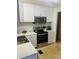 Modern kitchen with stainless steel appliances and white cabinets at 216 Rue De Paresse, Tavares, FL 32778