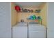 Laundry closet with washer, dryer, and shelving at 1183 Ocean Shore Blvd # 6040, Ormond Beach, FL 32176