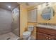 Bathroom with walk-in shower, granite vanity at 1183 Ocean Shore Blvd # 6040, Ormond Beach, FL 32176