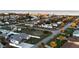 Aerial view of a coastal community at sunset with palm trees lining the streets at 21 Sunset Blvd, Ormond Beach, FL 32176