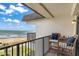Balcony with ocean view and seating at 2700 Ocean Shore Blvd # 508, Ormond Beach, FL 32176