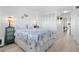 Bright bedroom with coastal decor and ocean view at 89 S Atlantic Ave # 1401, Ormond Beach, FL 32176