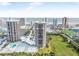 Aerial view of two condo towers near the beach at 1 Oceans West Blvd # 5B3, Daytona Beach, FL 32118