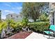 Landscaped backyard with a patio and lush greenery at 122 Baytree Blvd, Tavares, FL 32778