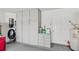 Garage with built-in storage cabinets and ample space for organization at 122 Baytree Blvd, Tavares, FL 32778