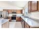Efficient kitchen with wood cabinets, granite countertops, and stainless steel appliances at 24801 Cranes Roost Cir, Leesburg, FL 34748