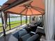 Relaxing covered patio with seating area, perfect for outdoor enjoyment at 12046 Ne 51St Cir, Oxford, FL 34484