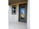 Modern front door with glass accents and a small window at 2003 Sunshine Peak Dr, Minneola, FL 34715