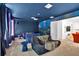 Home theater with projector and blue-themed decor at 4189 Paragraph Dr, Kissimmee, FL 34746