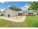 Single-story home with a beige exterior, attached garage, and well-maintained landscaping at 17548 Se 96Th Ave, Summerfield, FL 34491