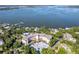 Aerial view highlighting building and water views at 601 N Mcdonald St # 608, Mount Dora, FL 32757
