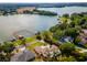 Aerial view showcasing large lot and lakefront location at 2537 E Crooked Lake Dr, Eustis, FL 32726