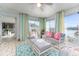 Sunroom with wicker furniture and lake views at 2537 E Crooked Lake Dr, Eustis, FL 32726