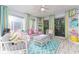 Bright sunroom with wicker furniture and large windows at 2537 E Crooked Lake Dr, Eustis, FL 32726