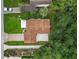 Property overview: single-story home with a patio and landscaped yard at 25043 Bellevue, Leesburg, FL 34748