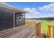 Wooden deck with lake view and steps at 4114 Dove Valley Ln, Lady Lake, FL 32159