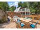 Relaxing patio with wooden dining table and chairs, perfect for outdoor meals at 507 Lakeshore Dr, Eustis, FL 32726