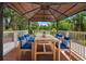 Outdoor dining area under a pergola, perfect for entertaining at 507 Lakeshore Dr, Eustis, FL 32726