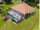 Aerial view of home showcasing pool, spa, and landscaped grounds at 5515 Citation Ct, Lady Lake, FL 32159