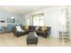 Spacious living room with leather sectional sofa and access to backyard at 2019 Majorca Dr, Kissimmee, FL 34747
