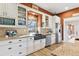 Farmhouse-style kitchen with a large farmhouse sink and stainless steel appliances at 39400 French Rd, Lady Lake, FL 32159