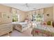 Charming bedroom with two twin beds, floral bedding, and ample natural light at 39400 French Rd, Lady Lake, FL 32159