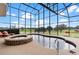 Relaxing pool and spa with screened enclosure, offering picturesque countryside views at 39400 French Rd, Lady Lake, FL 32159